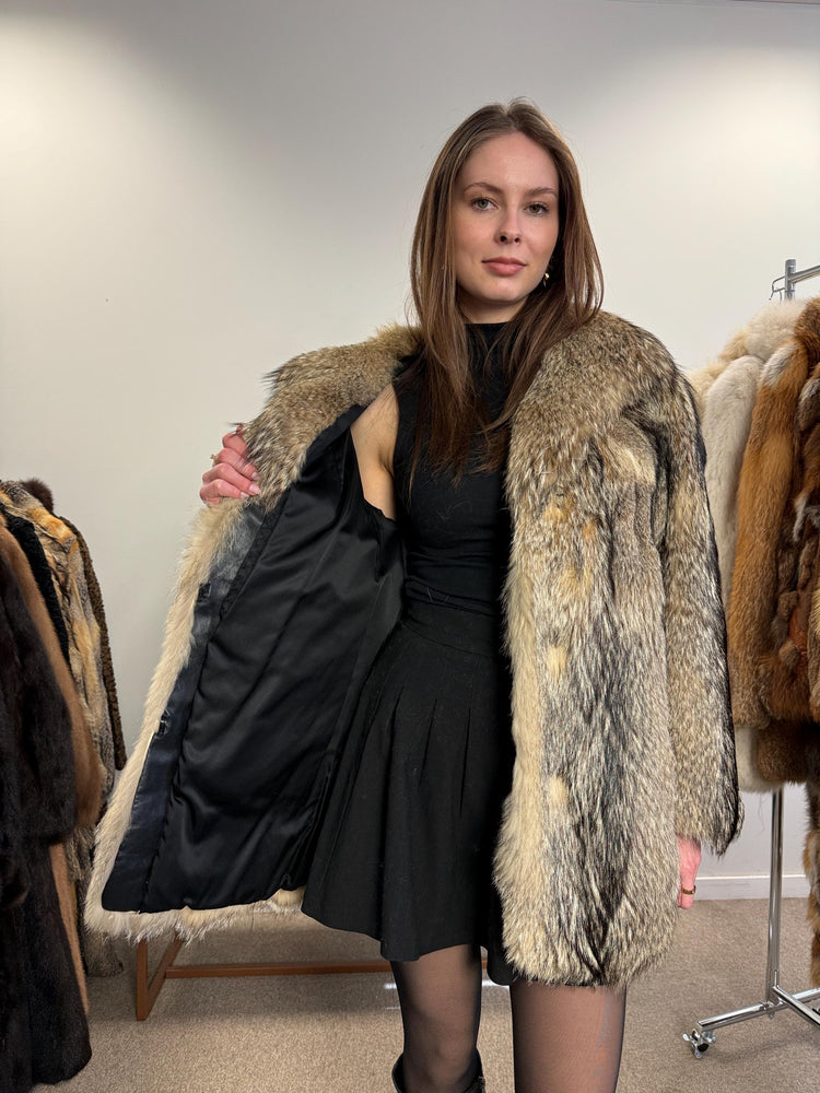 Coyote Fur Coat, Small Size, Vintage Fur Coat, Coyote Fur Coat, Real Fur Coat, Women's Fur Coat, Real Coyote Fur Coat, Coyote Coat Women