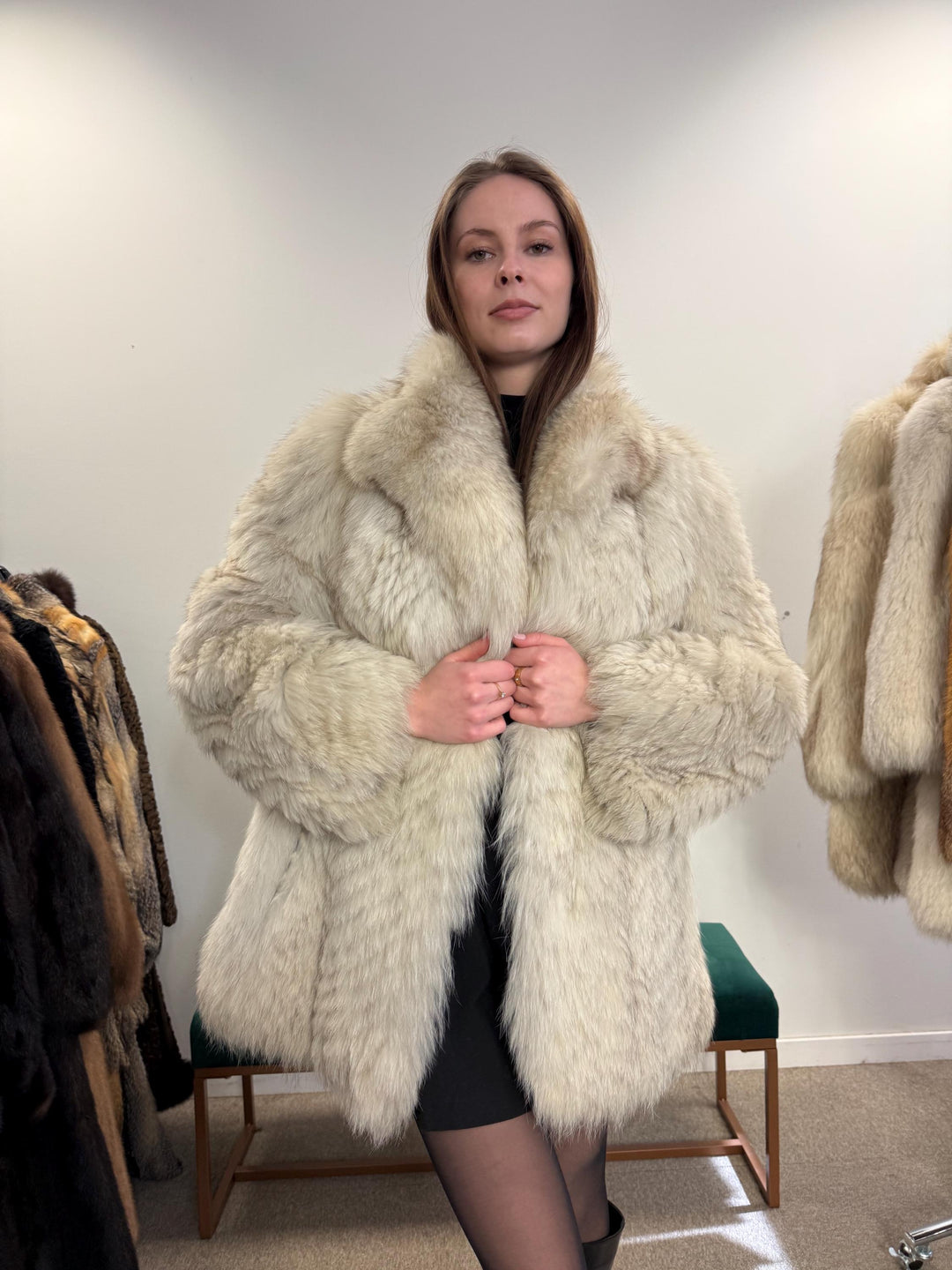 White Fox Fur Jacket, Medium Size, Blue Fox Jacket, Vintage Fur Jacket, Women's Fur Jacket, Real Fox Fur, Real Fox Jacket, Soft Fur Jacket