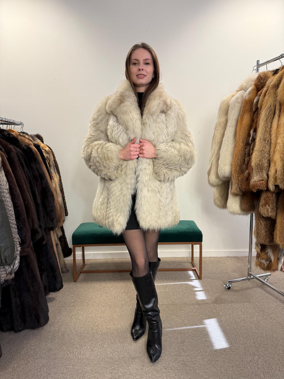 White Fox Fur Jacket, Medium Size, Blue Fox Jacket, Vintage Fur Jacket, Women's Fur Jacket, Real Fox Fur, Real Fox Jacket, Soft Fur Jacket