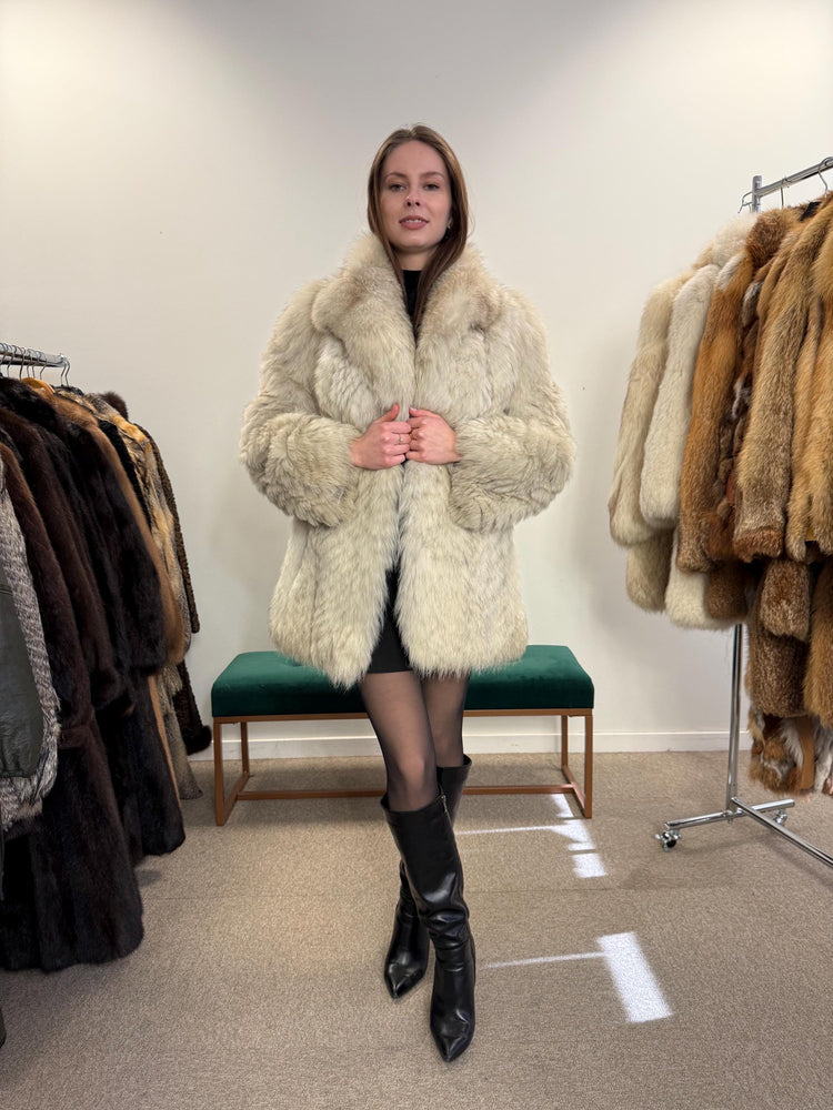White Fox Fur Jacket, Medium Size, Blue Fox Jacket, Vintage Fur Jacket, Women's Fur Jacket, Real Fox Fur, Real Fox Jacket, Soft Fur Jacket