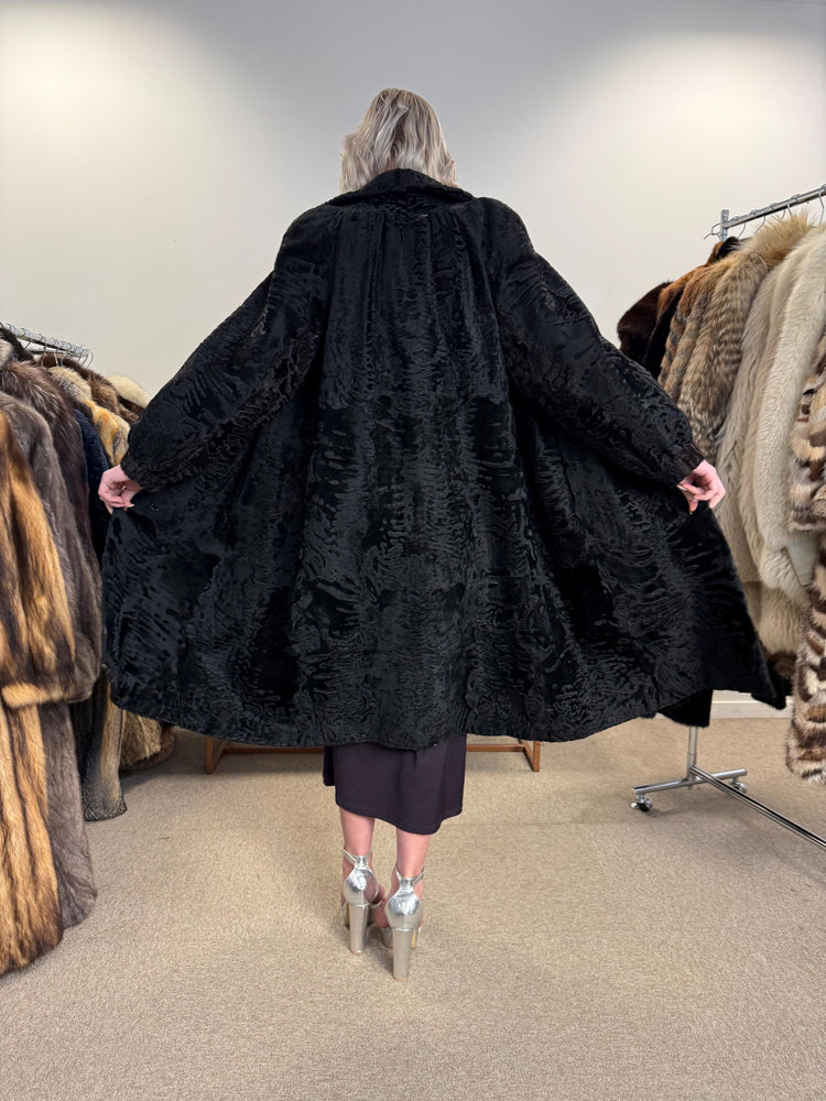 Long Astrakhan Coat, Medium Size, Astrakhan Fur Coat, Real Fur Coat, Astrakhan Fur Coat, Vintage Fur Coat, Women's Coat, Thick Fur Coat