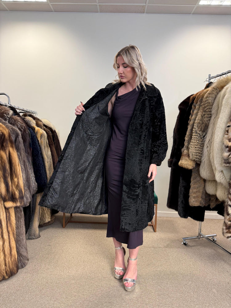 Long Astrakhan Coat, Medium Size, Astrakhan Fur Coat, Real Fur Coat, Astrakhan Fur Coat, Vintage Fur Coat, Women's Coat, Thick Fur Coat