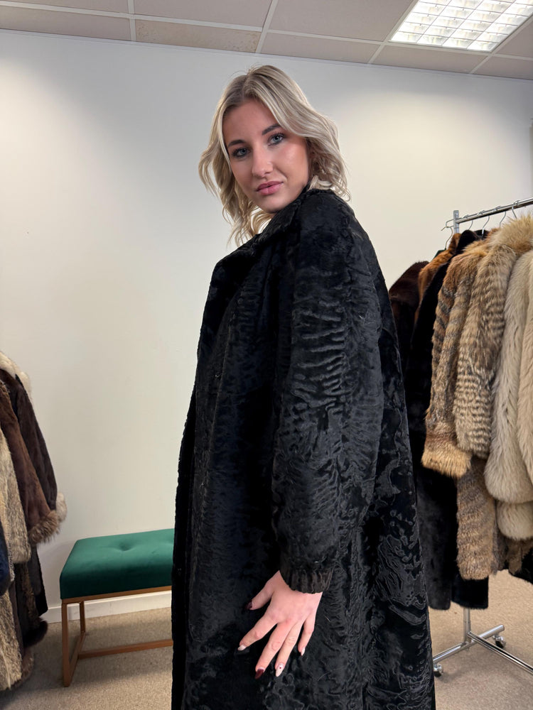 Long Astrakhan Coat, Medium Size, Astrakhan Fur Coat, Real Fur Coat, Astrakhan Fur Coat, Vintage Fur Coat, Women's Coat, Thick Fur Coat