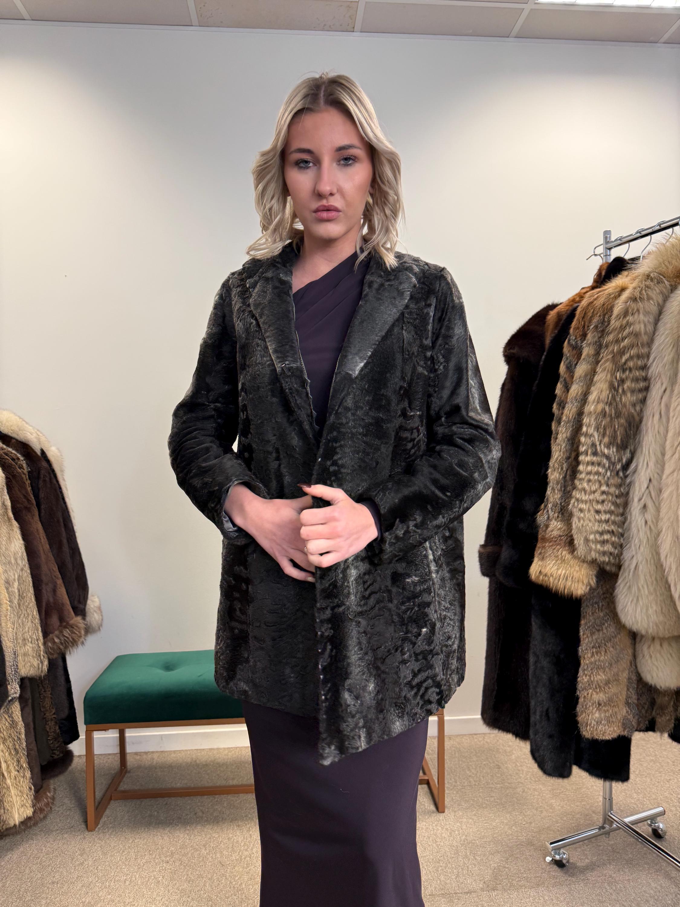 Grey Astrakhan Coat, Medium Size, Astrakhan Fur Jacket, Vintage Fur Coat, Grey Fur Coat, Thick Fur Jacket, Astrakhan Jacket, Astrakhan Fur