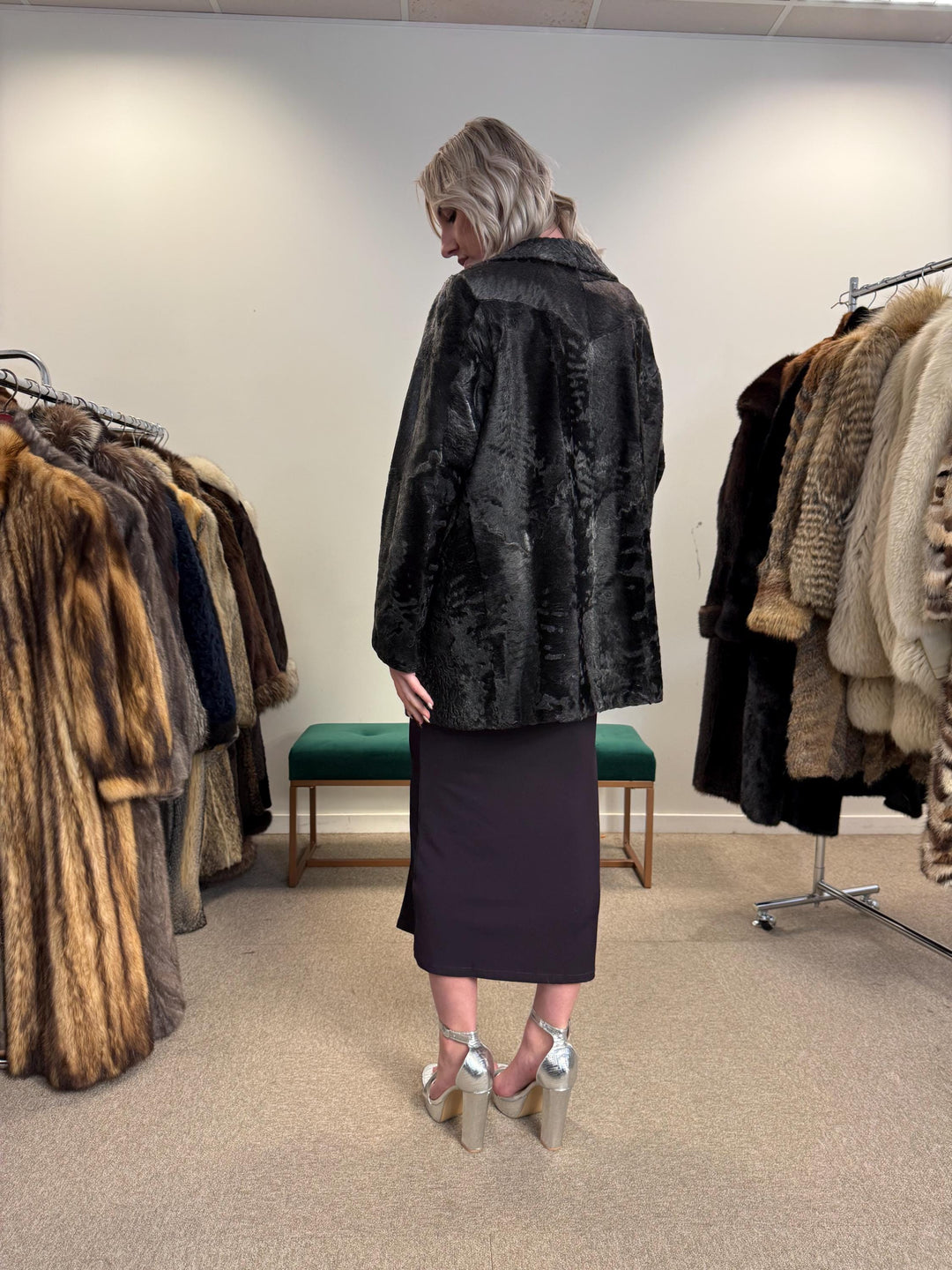 Grey Astrakhan Coat, Medium Size, Astrakhan Fur Jacket, Vintage Fur Coat, Grey Fur Coat, Thick Fur Jacket, Astrakhan Jacket, Astrakhan Fur