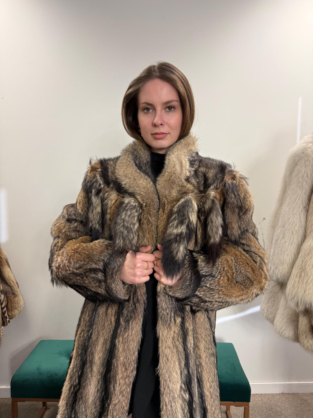 Full-Length Coyote Fur Coat, Large Size, Women's Fur Coat, Real Coyote Fur Coat, Coyote Coat Women, Vintage Fur Coat, Real Coyote Coat, Fur