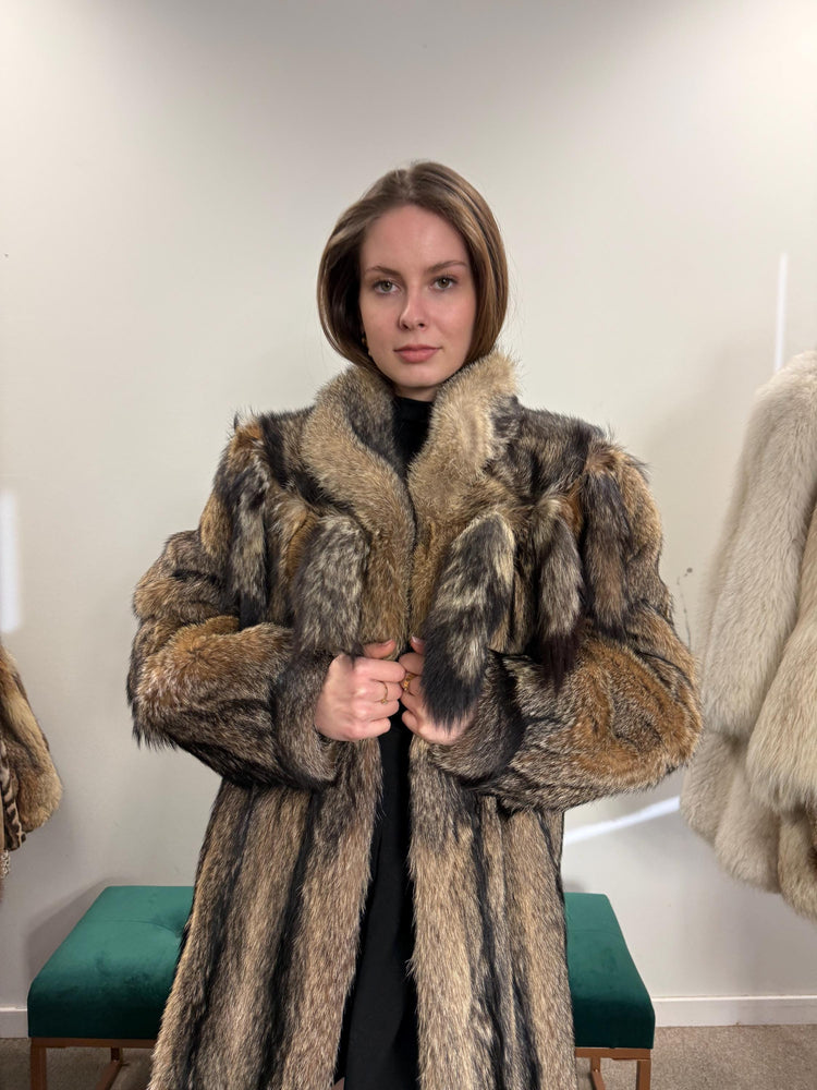 Full-Length Coyote Fur Coat, Large Size, Women's Fur Coat, Real Coyote Fur Coat, Coyote Coat Women, Vintage Fur Coat, Real Coyote Coat, Fur
