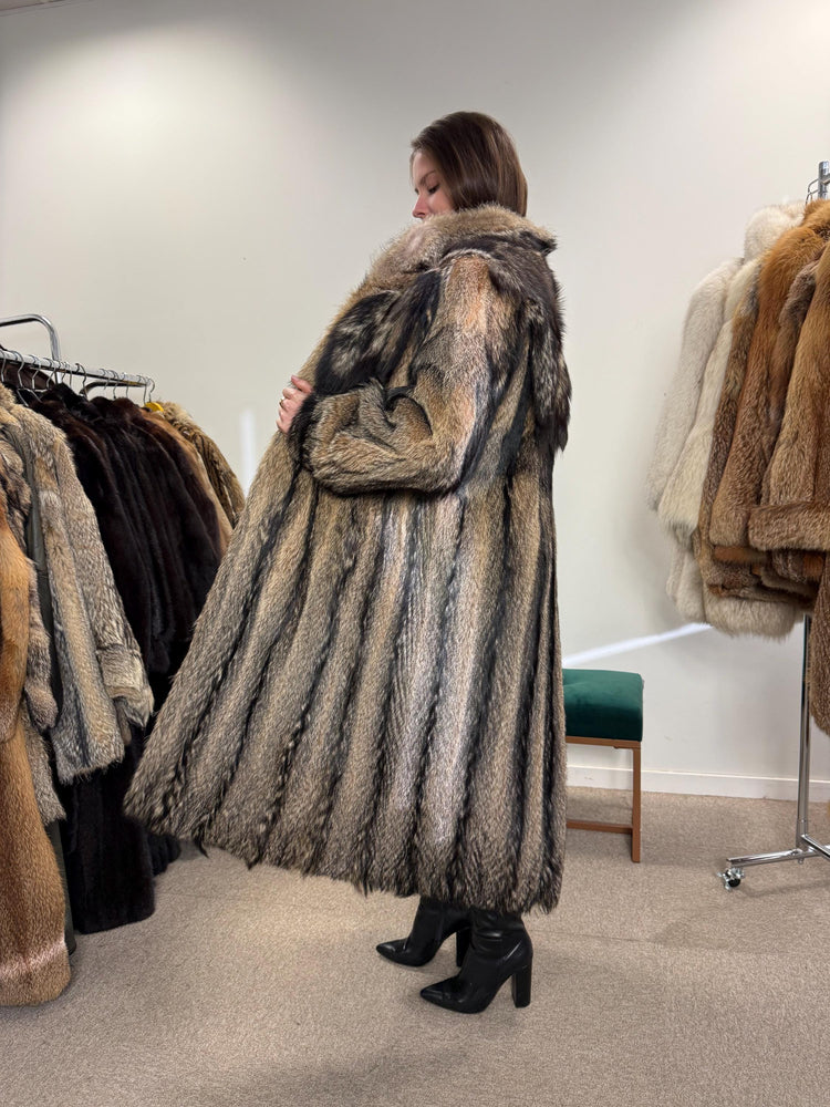 Full-Length Coyote Fur Coat, Large Size, Women's Fur Coat, Real Coyote Fur Coat, Coyote Coat Women, Vintage Fur Coat, Real Coyote Coat, Fur