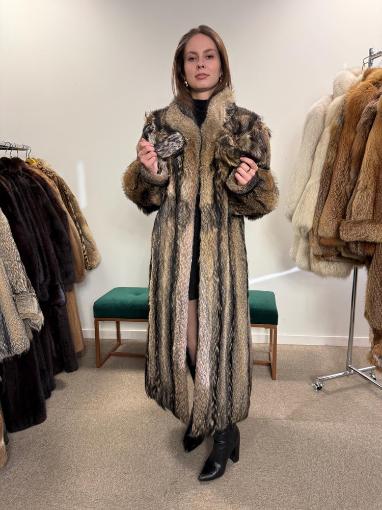 Full-Length Coyote Fur Coat, Large Size, Women's Fur Coat, Real Coyote Fur Coat, Coyote Coat Women, Vintage Fur Coat, Real Coyote Coat, Fur