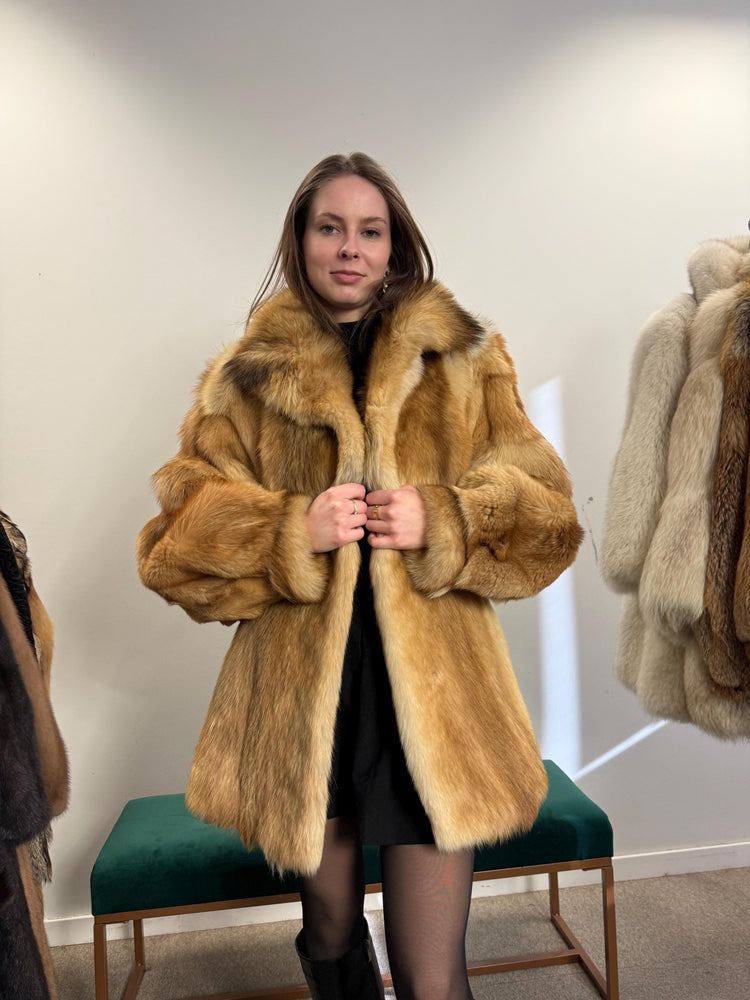 Golden Coyote Fur Coat, Large Size, Women's Fur Coat, Real Coyote Fur Coat, Coyote Coat Women, Vintage Fur Coat, Coyote Fur Coat, Real Fur