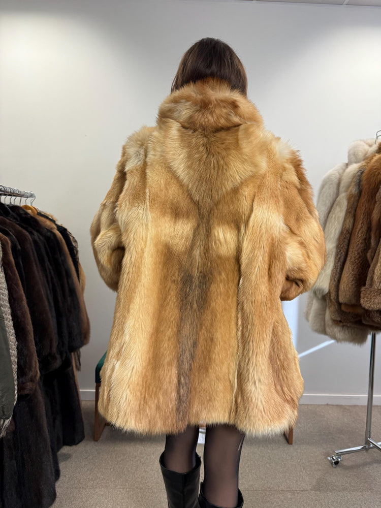 Golden Coyote Fur Coat, Large Size, Women's Fur Coat, Real Coyote Fur Coat, Coyote Coat Women, Vintage Fur Coat, Coyote Fur Coat, Real Fur