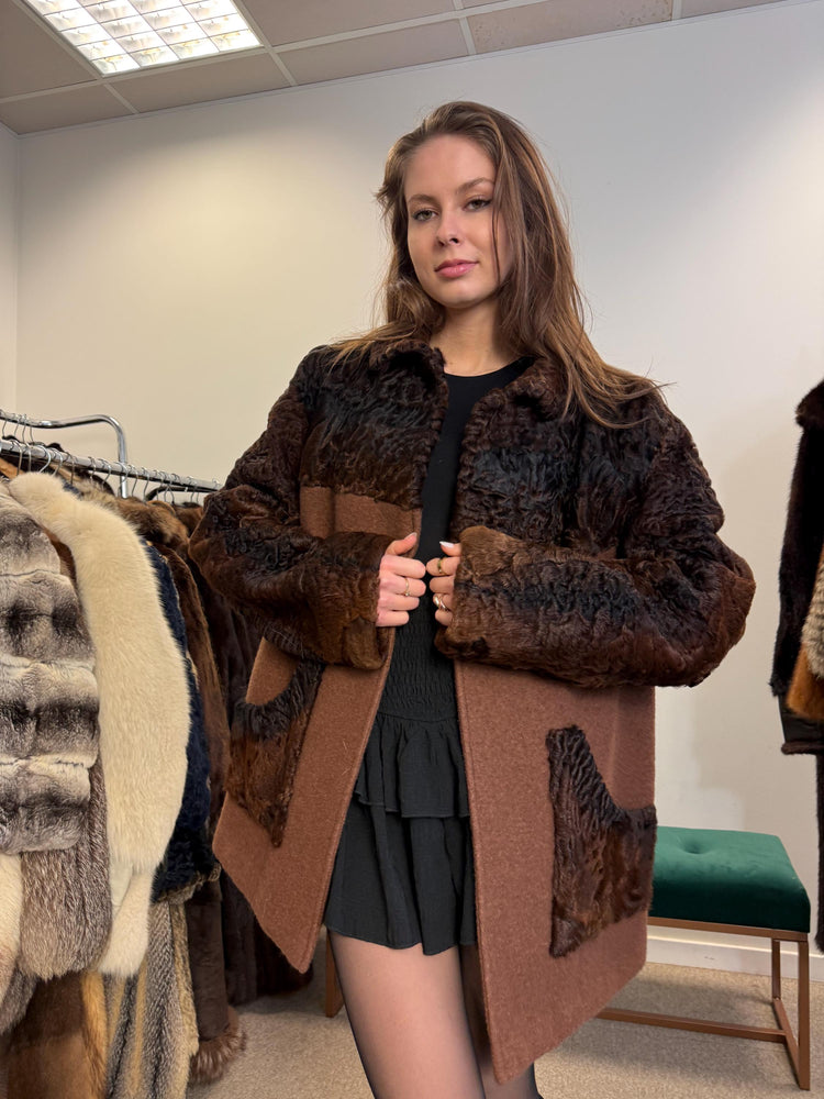 Brown Astrakhan Coat, Outlet Fur Coat, M/L Size, Thick Astrakhan Fur, Real Astrakhan Coat, Vintage Fur Coat