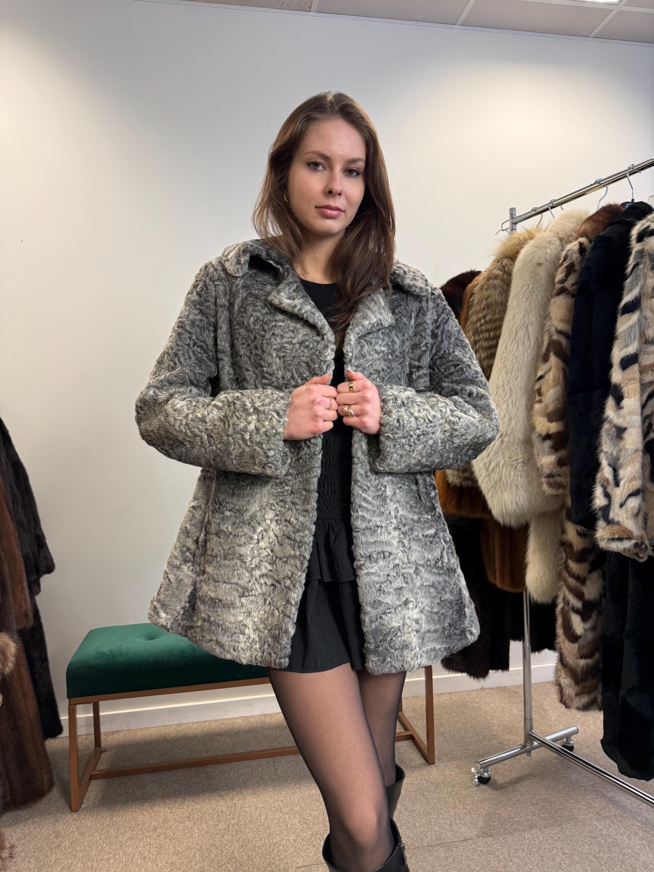 Grey Astrakhan Jacket, Medium Size, Astrakhan Fur Jacket, Vintage Fur Coat, Grey Fur Coat, Thick Fur Jacket, Astrakhan Jacket, Astrakhan Fur