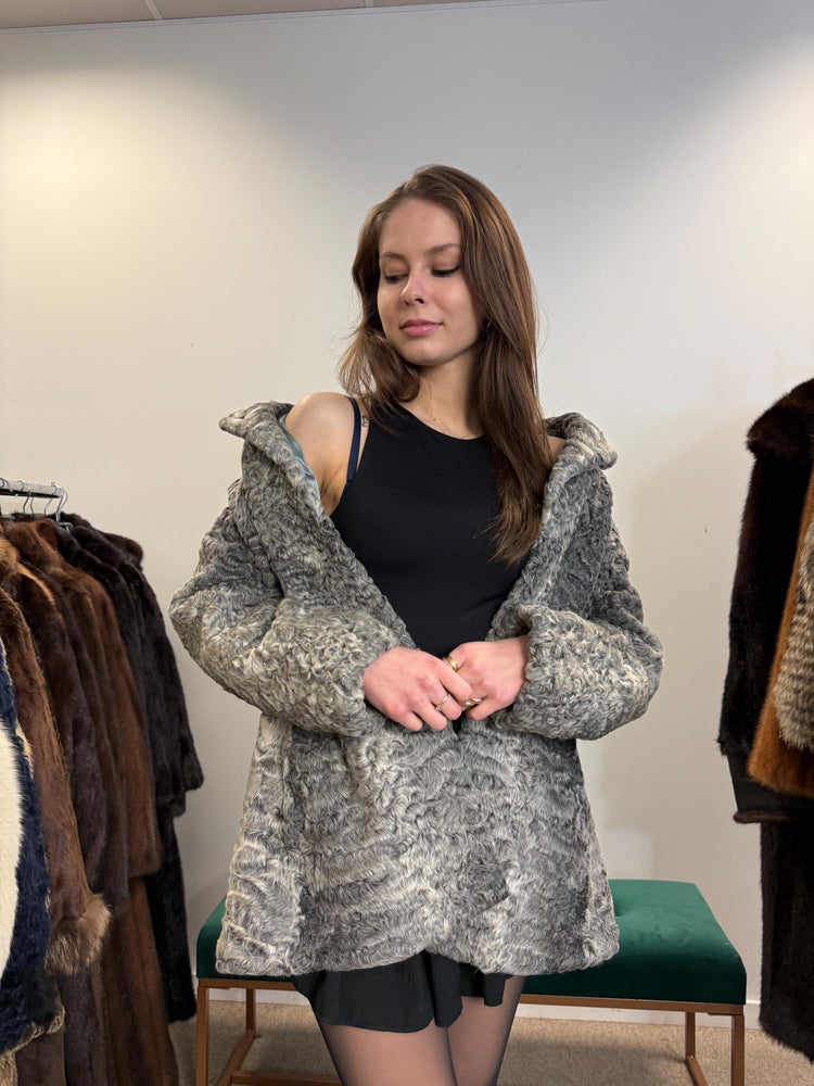 Grey Astrakhan Jacket, Medium Size, Astrakhan Fur Jacket, Vintage Fur Coat, Grey Fur Coat, Thick Fur Jacket, Astrakhan Jacket, Astrakhan Fur