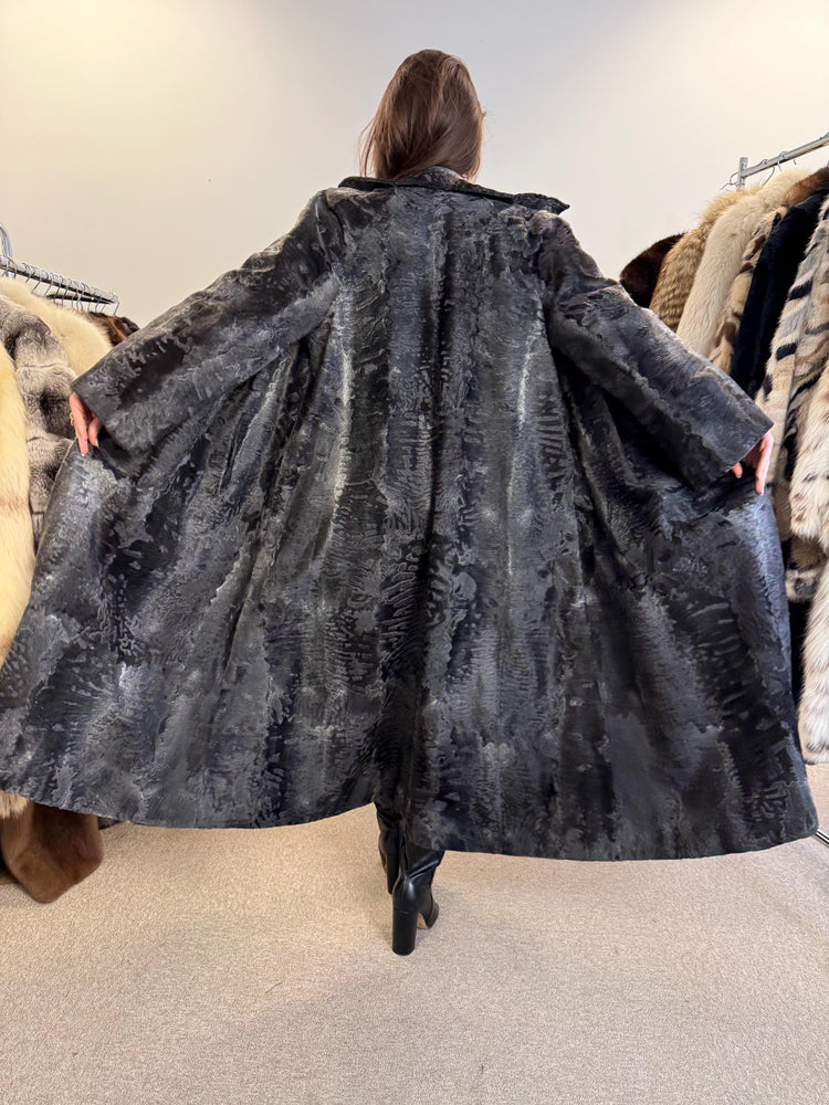 Full Length Astrakhan Coat, Grey Astrakhan Coat, Medium Size, Luxury Astrakhan Coat, Vintage Fur Coat, Women's Fur Coat, Astrakhan Coat