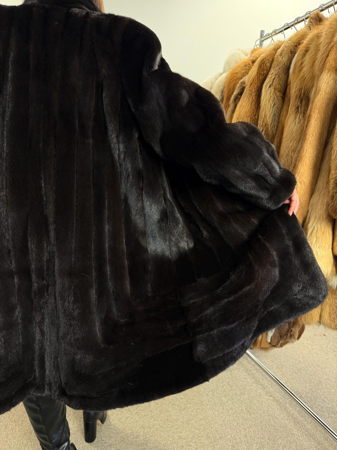 Black Mink Fur Coat, XL Size, Mink Coat, Real Fur Coat, Fur Coats, Mink Coat, Black Mink, Black Mink Coat, Womens Fur Coat, Luxury Mink Coat