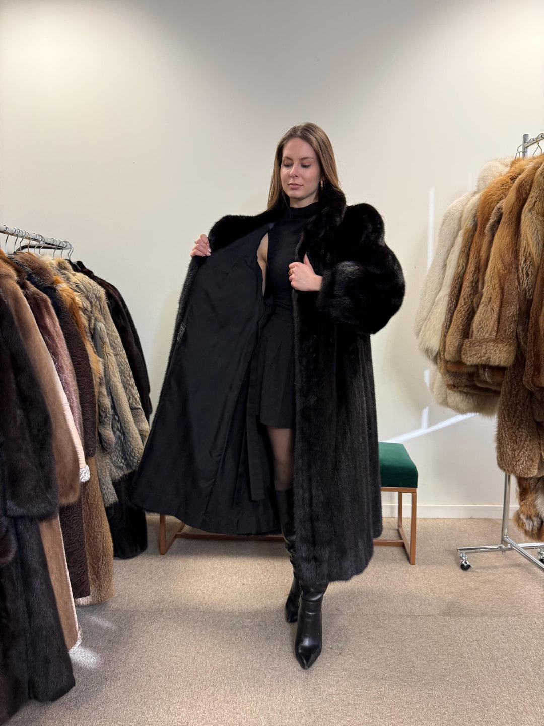 Luxury Black Mink Coat, Full Length Mink Coat, XXL Size, Black Mink Coat, Soft Mink Coat, Black Mink, Black Fur Coat, Long Fur Coat