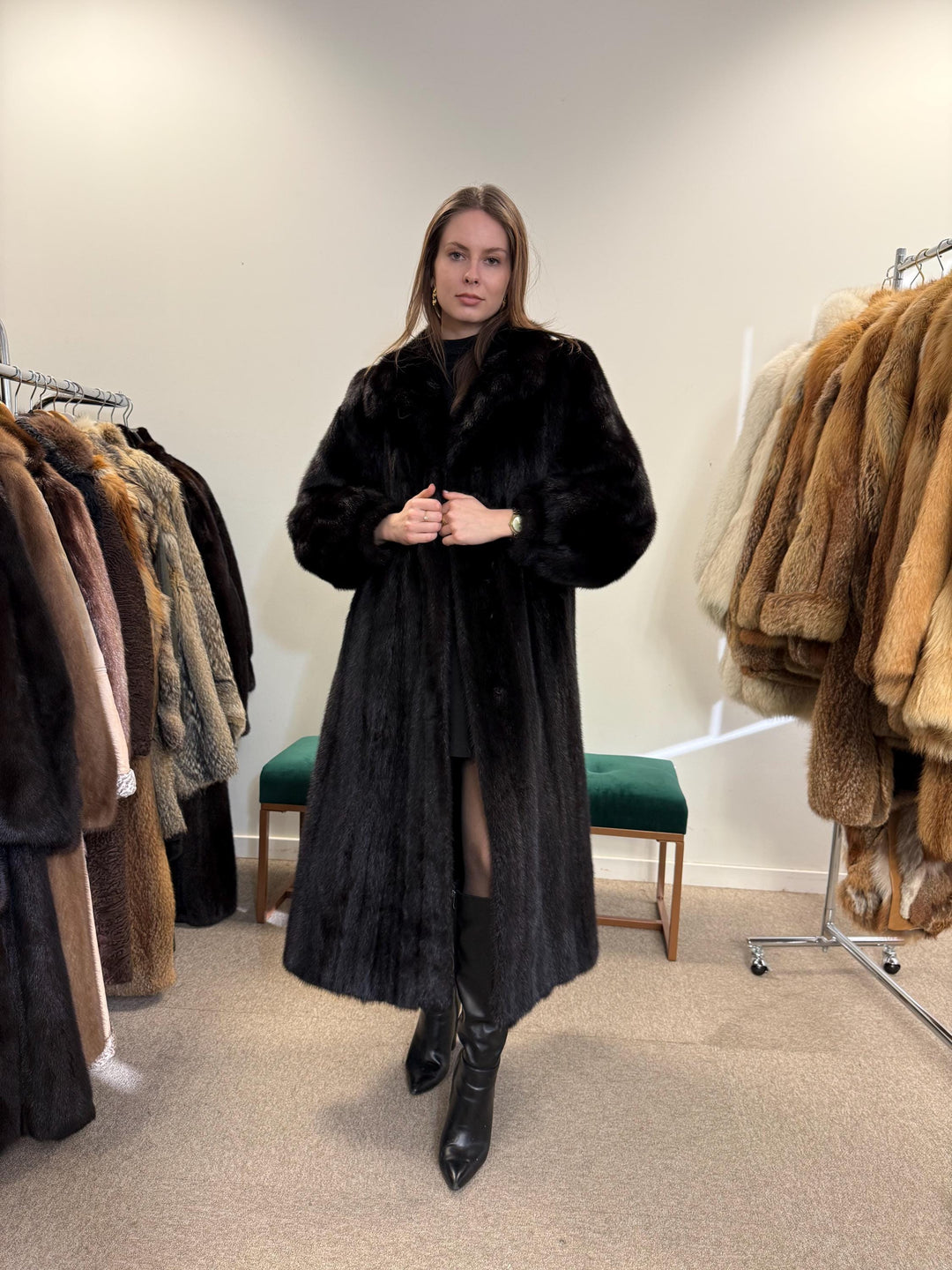 Luxury Black Mink Coat, Full Length Mink Coat, XXL Size, Black Mink Coat, Soft Mink Coat, Black Mink, Black Fur Coat, Long Fur Coat