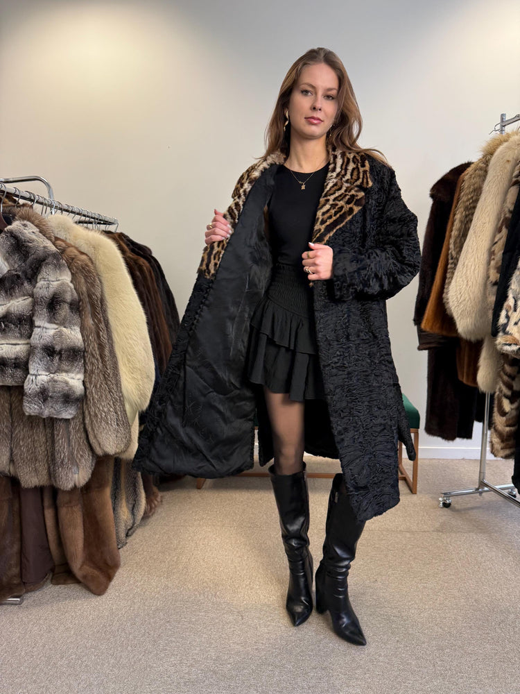 Astrakhan Fur Coat, Thick Astrakhan Coat, XXL Size, Real Fur Coat, Black Astrakhan, Vintage Fur Coat, Black Fur Coat, Women's Fur Coat