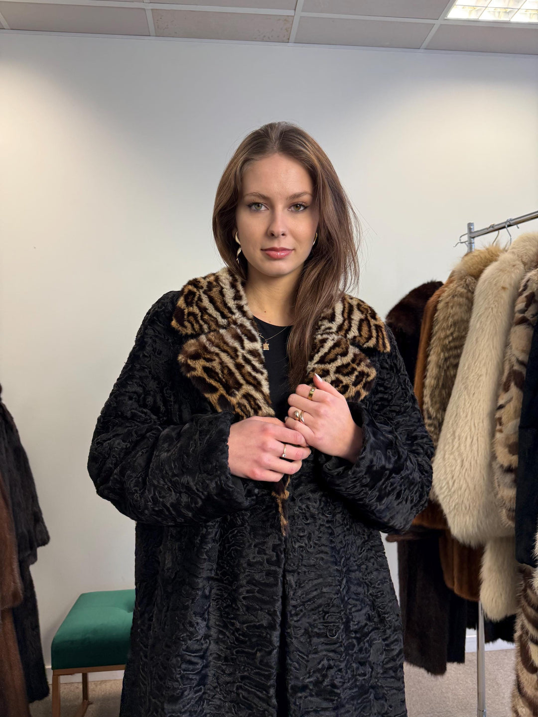 Astrakhan Fur Coat, Thick Astrakhan Coat, XXL Size, Real Fur Coat, Black Astrakhan, Vintage Fur Coat, Black Fur Coat, Women's Fur Coat