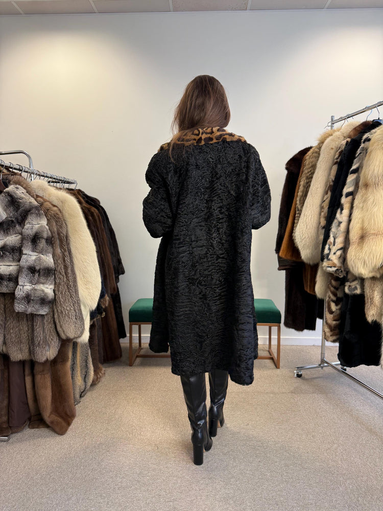 Astrakhan Fur Coat, Thick Astrakhan Coat, XXL Size, Real Fur Coat, Black Astrakhan, Vintage Fur Coat, Black Fur Coat, Women's Fur Coat