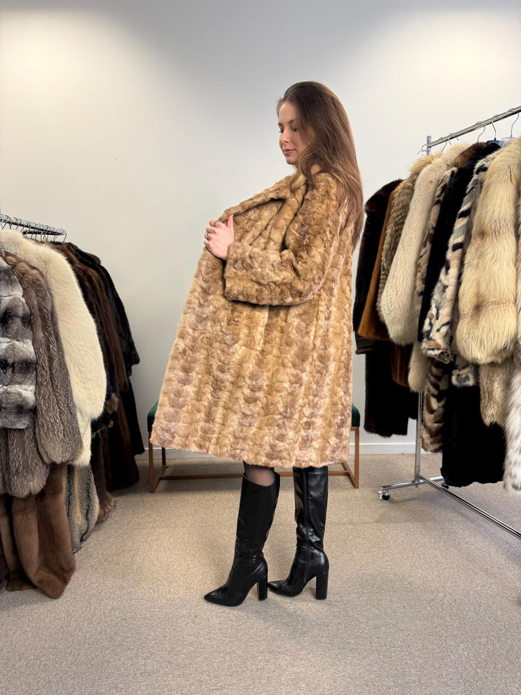 Pastel Mink Coat, Medium Size, Women's Fur Coat, Pastel Mink Fur Coat, Light Luxury Fur Coat, Full-Length Mink Coat, Pastel Mink, Real Fur