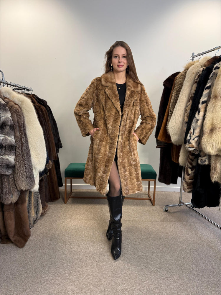 Pastel Mink Coat, Medium Size, Women's Fur Coat, Pastel Mink Fur Coat, Light Luxury Fur Coat, Full-Length Mink Coat, Pastel Mink, Real Fur