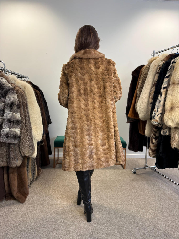 Pastel Mink Coat, Medium Size, Women's Fur Coat, Pastel Mink Fur Coat, Light Luxury Fur Coat, Full-Length Mink Coat, Pastel Mink, Real Fur