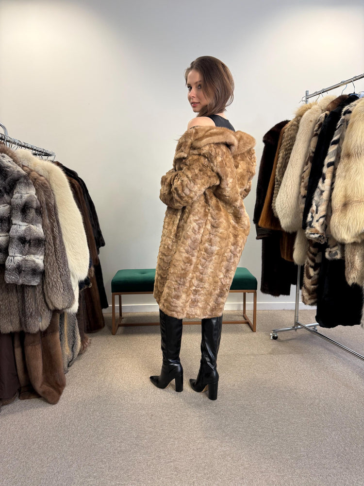 Pastel Mink Coat, Medium Size, Women's Fur Coat, Pastel Mink Fur Coat, Light Luxury Fur Coat, Full-Length Mink Coat, Pastel Mink, Real Fur