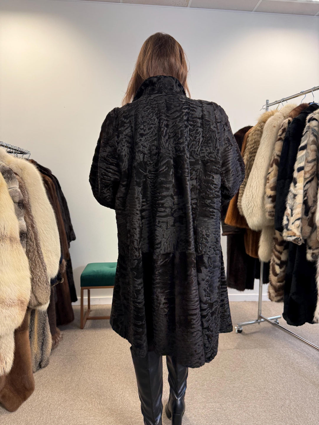 Luxury Astrakhan Coat, Black Astrakhan Fur, XL Size, Real Fur Coat, Designer Fur Coat, Women's Fur Coat, Vintage Fur Coat, Astrakhan Coat
