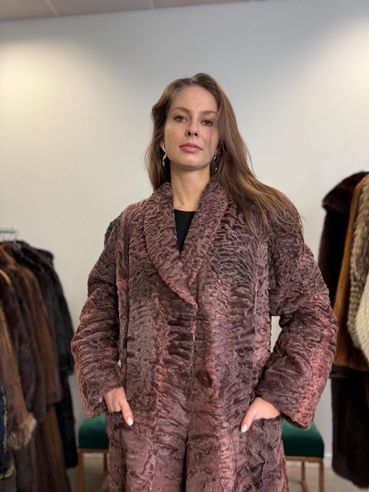 Dyed Astrakhan Coat, Astrakhan Fur, Medium Size, Real Fur Coat, Designer Fur Coat, Women's Fur Coat, Vintage Fur Coat, Astrakhan Coat