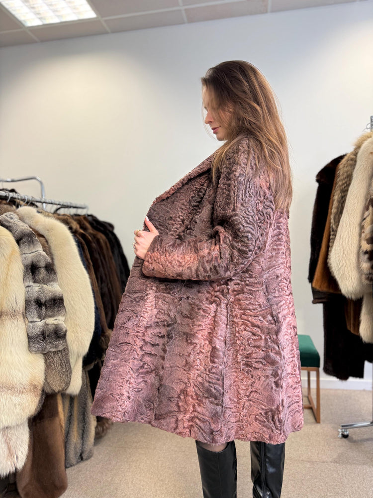 Dyed Astrakhan Coat, Astrakhan Fur, Medium Size, Real Fur Coat, Designer Fur Coat, Women's Fur Coat, Vintage Fur Coat, Astrakhan Coat