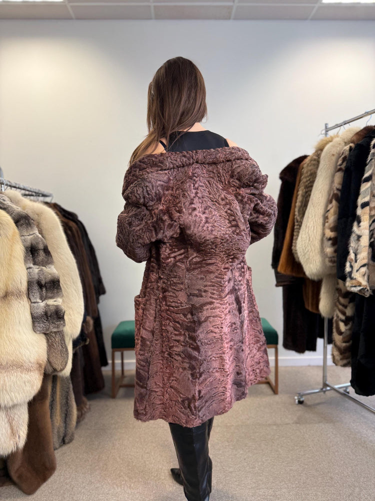 Dyed Astrakhan Coat, Astrakhan Fur, Medium Size, Real Fur Coat, Designer Fur Coat, Women's Fur Coat, Vintage Fur Coat, Astrakhan Coat