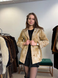 Double Sided Astrakhan Leather Jacket, XS Size, Golden Fur Coat, Real Fur Jacket, Vintage Fur Coat, Astrakhan Leather Jacket, Hooded Coat