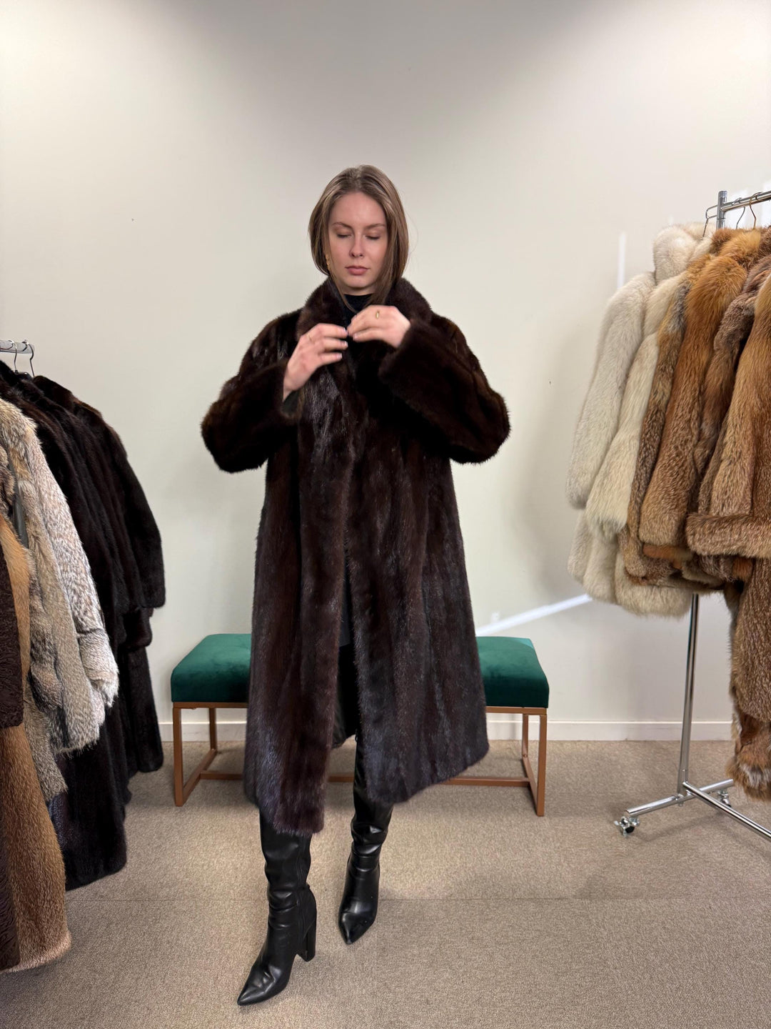 Brown Mink Coat, Medium Size, Women's Fur Coat, Vintage Fur Coat, Real Fur Coat, Mink Coat, Thick Mink Fur, Long Mink Coat, Fur Coat Mink