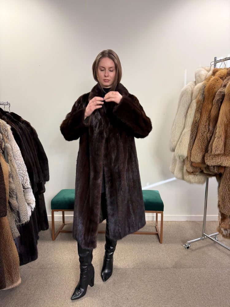Brown Mink Coat, Medium Size, Women's Fur Coat, Vintage Fur Coat, Real Fur Coat, Mink Coat, Thick Mink Fur, Long Mink Coat, Fur Coat Mink