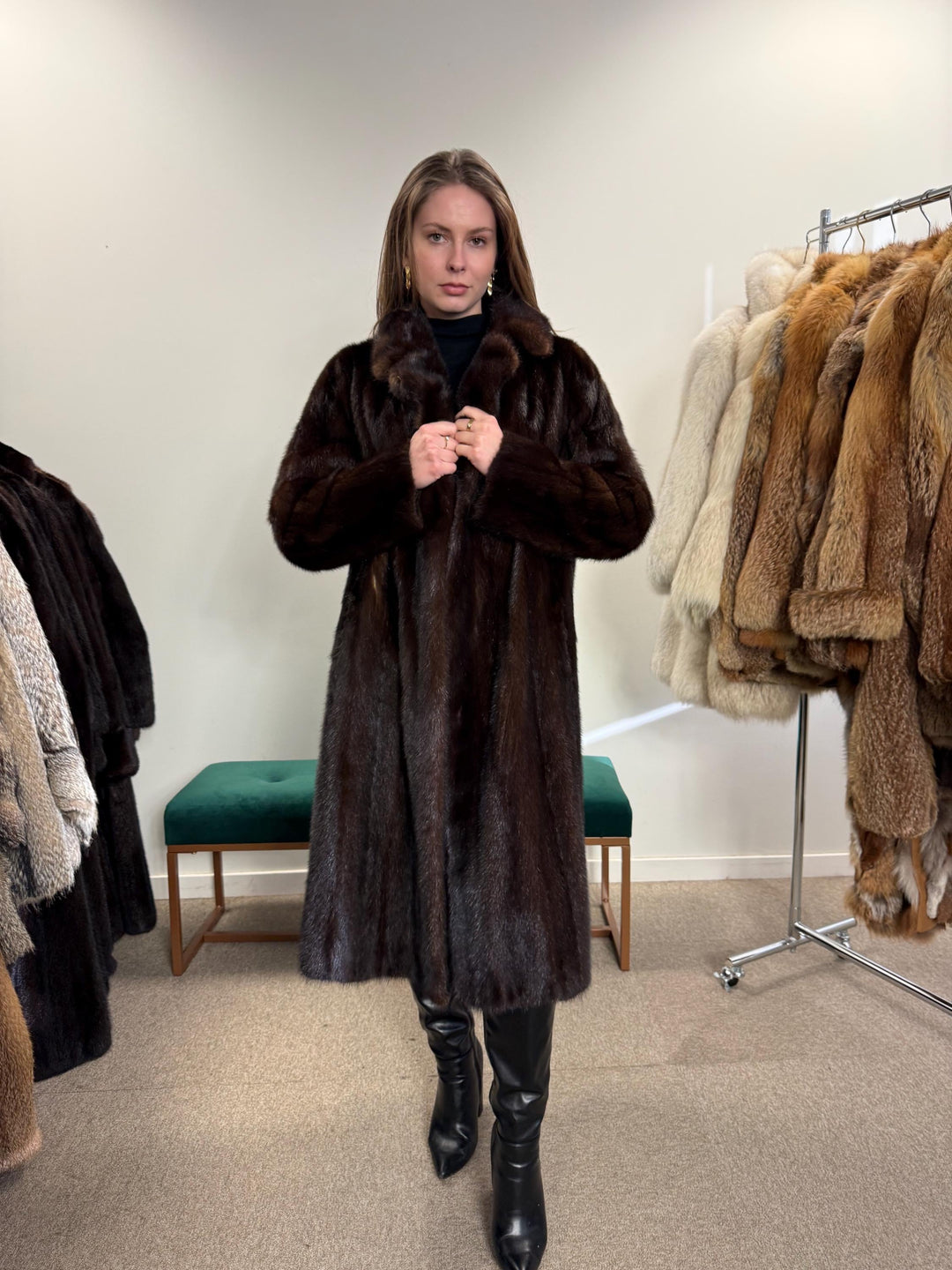 Brown Mink Coat, Medium Size, Women's Fur Coat, Vintage Fur Coat, Real Fur Coat, Mink Coat, Thick Mink Fur, Long Mink Coat, Fur Coat Mink