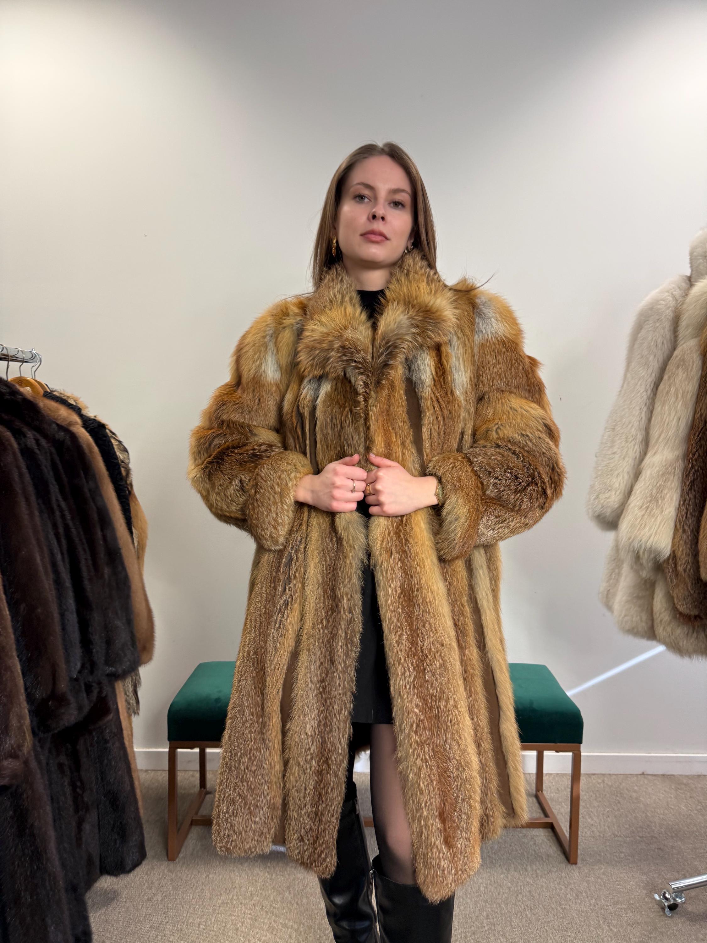 Vintage Red Fox Fur Jacket, Luxuriously Soft, Warm, Large Size