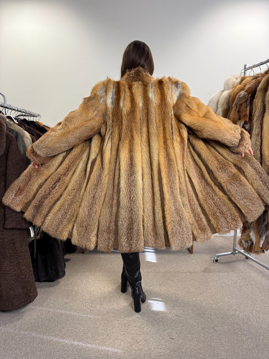 Vintage Red Fox Fur Jacket, Luxuriously Soft, Warm, Large Size