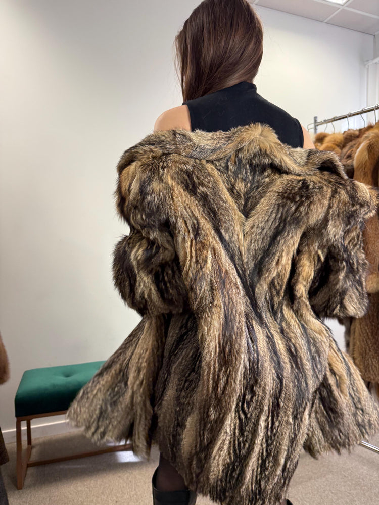Coyote Fur Coat, Medium Size, Real Fur with Perfect Black Lining, Vintage Style, Luxurious and Warm Women's Outerwear, Coyote Fur Jacket