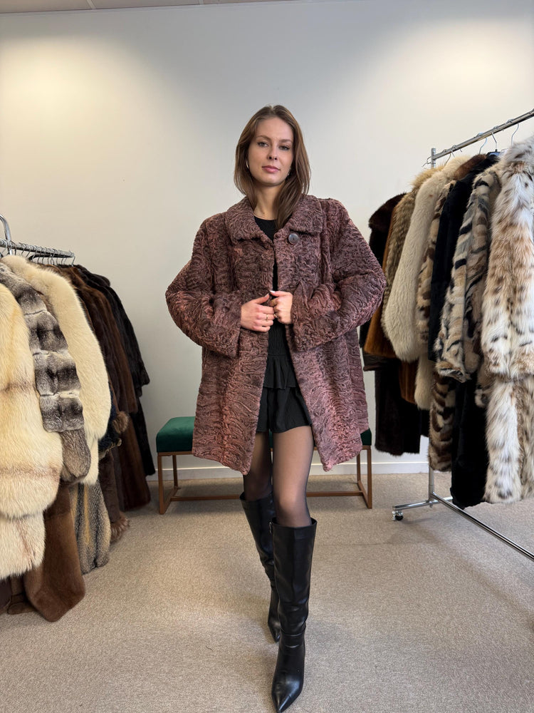 Brown Astrakhan Jacket, Thick Astrakhan Coat, XXL Size, Real Fur Jacket, Vintage Fur Coat, Brown Fur Coat, Women's Fur Coat, Fur Jacket