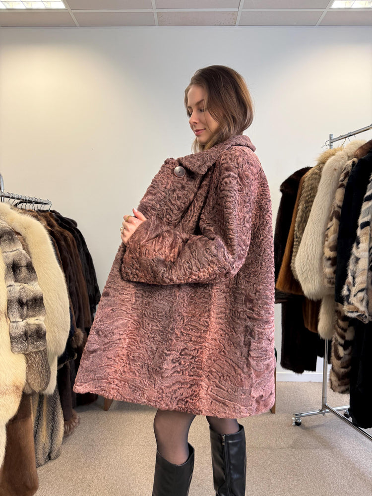 Brown Astrakhan Jacket, Thick Astrakhan Coat, XXL Size, Real Fur Jacket, Vintage Fur Coat, Brown Fur Coat, Women's Fur Coat, Fur Jacket
