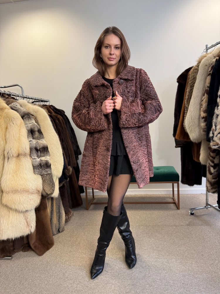 Brown Astrakhan Jacket, Thick Astrakhan Coat, XXL Size, Real Fur Jacket, Vintage Fur Coat, Brown Fur Coat, Women's Fur Coat, Fur Jacket