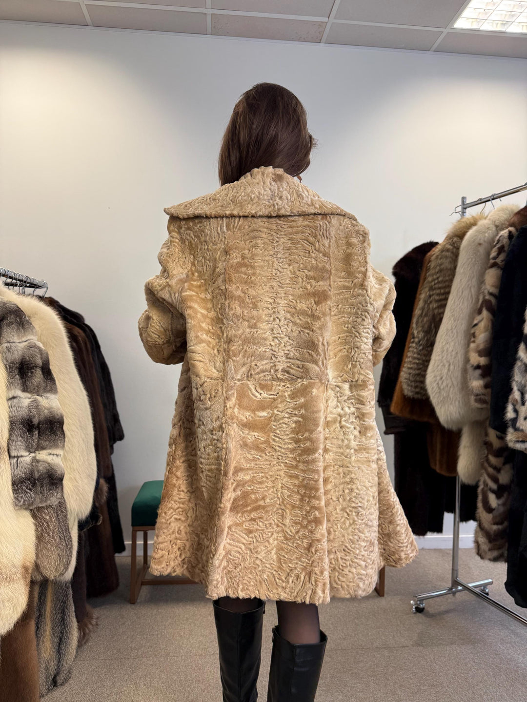 Astrakhan Leather Coat, Double Sided, Medium Size, Golden Fur Coat, Real Fur Coat, Vintage Fur Coat, Astrakhan Leather Fur Coat, Fur Coat