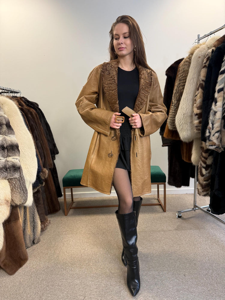 Astrakhan Leather Double Sided Coat, Medium Size, Brown Fur Coat, Real Fur Coat, Vintage Fur Coat, Astrakhan Leather Fur Coat, Fur Coat