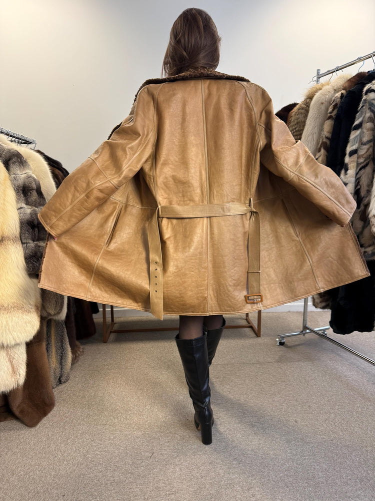 Astrakhan Leather Double Sided Coat, Medium Size, Brown Fur Coat, Real Fur Coat, Vintage Fur Coat, Astrakhan Leather Fur Coat, Fur Coat