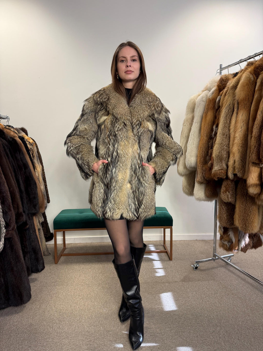 Coyote Fur Coat, Small Size, Vintage Fur Coat, Coyote Fur Coat, Real Fur Coat, Women's Fur Coat, Real Coyote Fur Coat, Coyote Coat Women