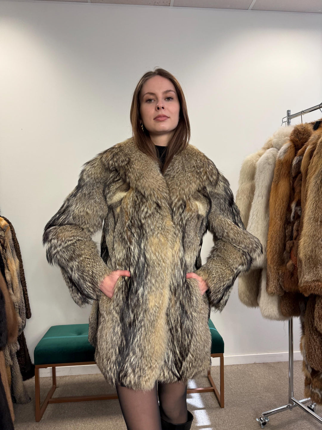 Coyote Fur Coat, Small Size, Vintage Fur Coat, Coyote Fur Coat, Real Fur Coat, Women's Fur Coat, Real Coyote Fur Coat, Coyote Coat Women