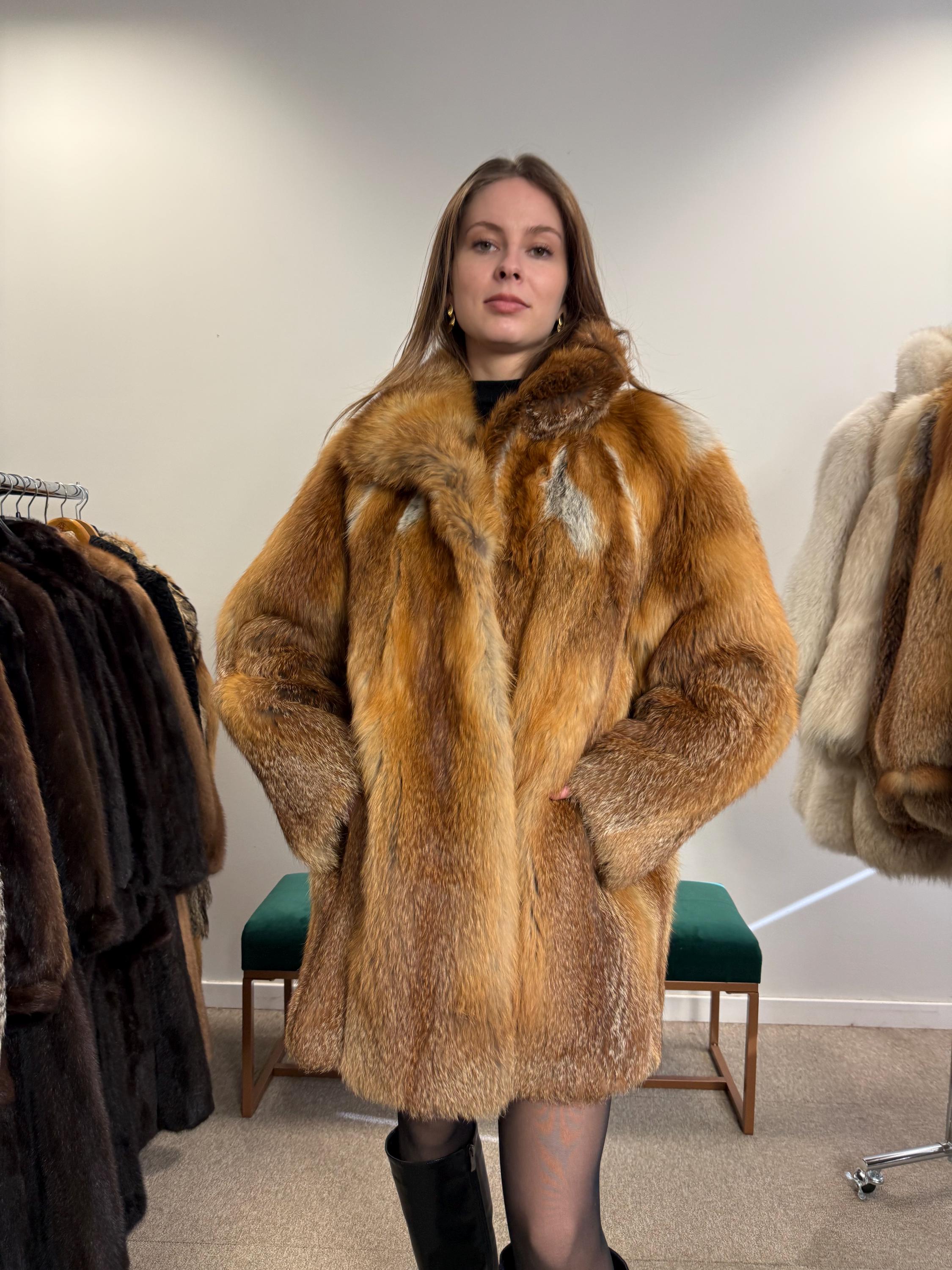 Red Fox Fur Coat, XL Size, Fur Coat, Soft Fox Coat, Red Fox, Real Fur, Fur Coats Women, Real Fox Coat, Fox Fur Real, Vintage Fur Coat