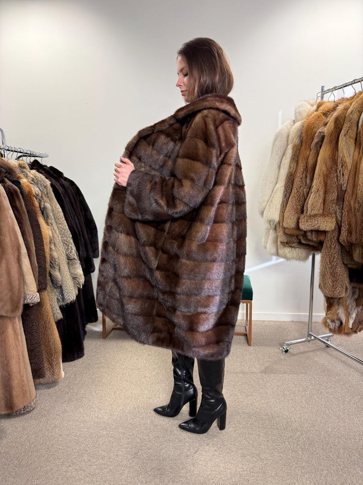 Soft Mink Fur Coat, Vintage Dark Brown Coat, Large Size, Real Mink, Women's Luxury Fur Coat, Vintage Fur Coat, Real Mink Coat